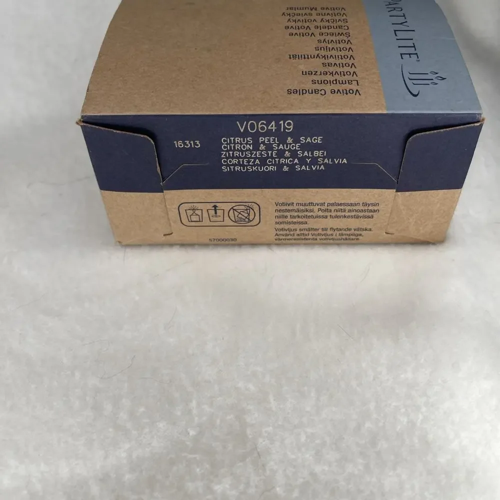Vintage PARTYLITE Citrus Peel & Sage V06419 Votive Candles Box of 6
